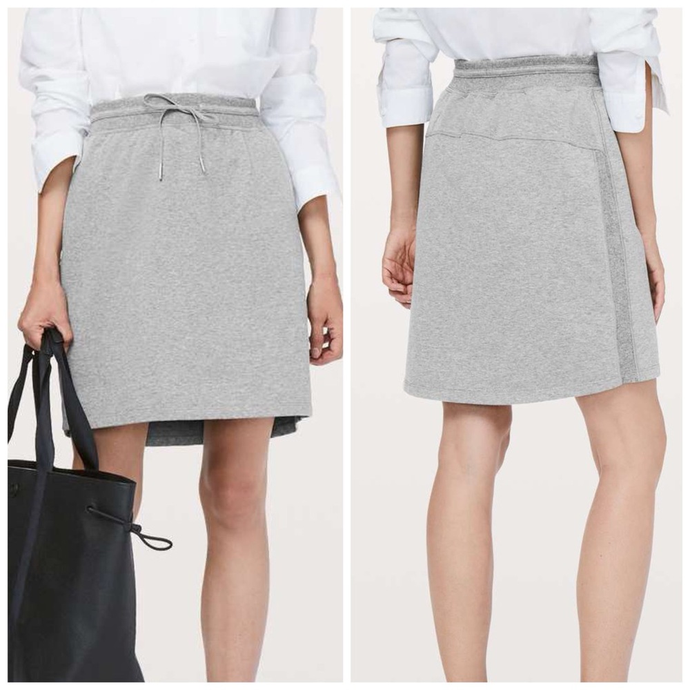 Lululemon Start Anew Skirt Heathered Medium Grey Pull On Casual. B24